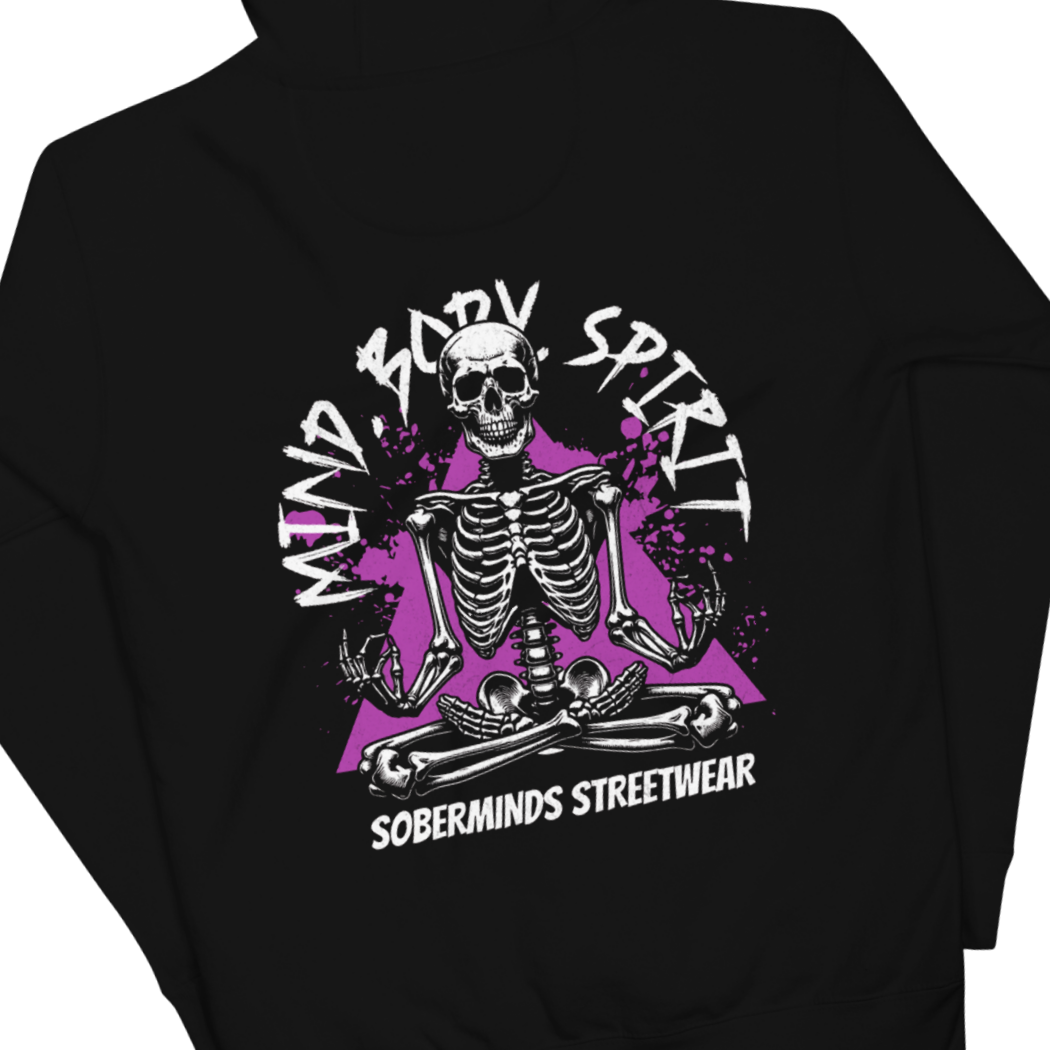 Mind Body Spirit Recovery Hoodie by Soberminds, recovery hoodie product image