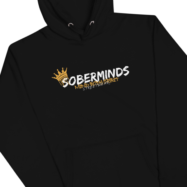 Soberminds Original Crown Hoodie — Black - Image 4