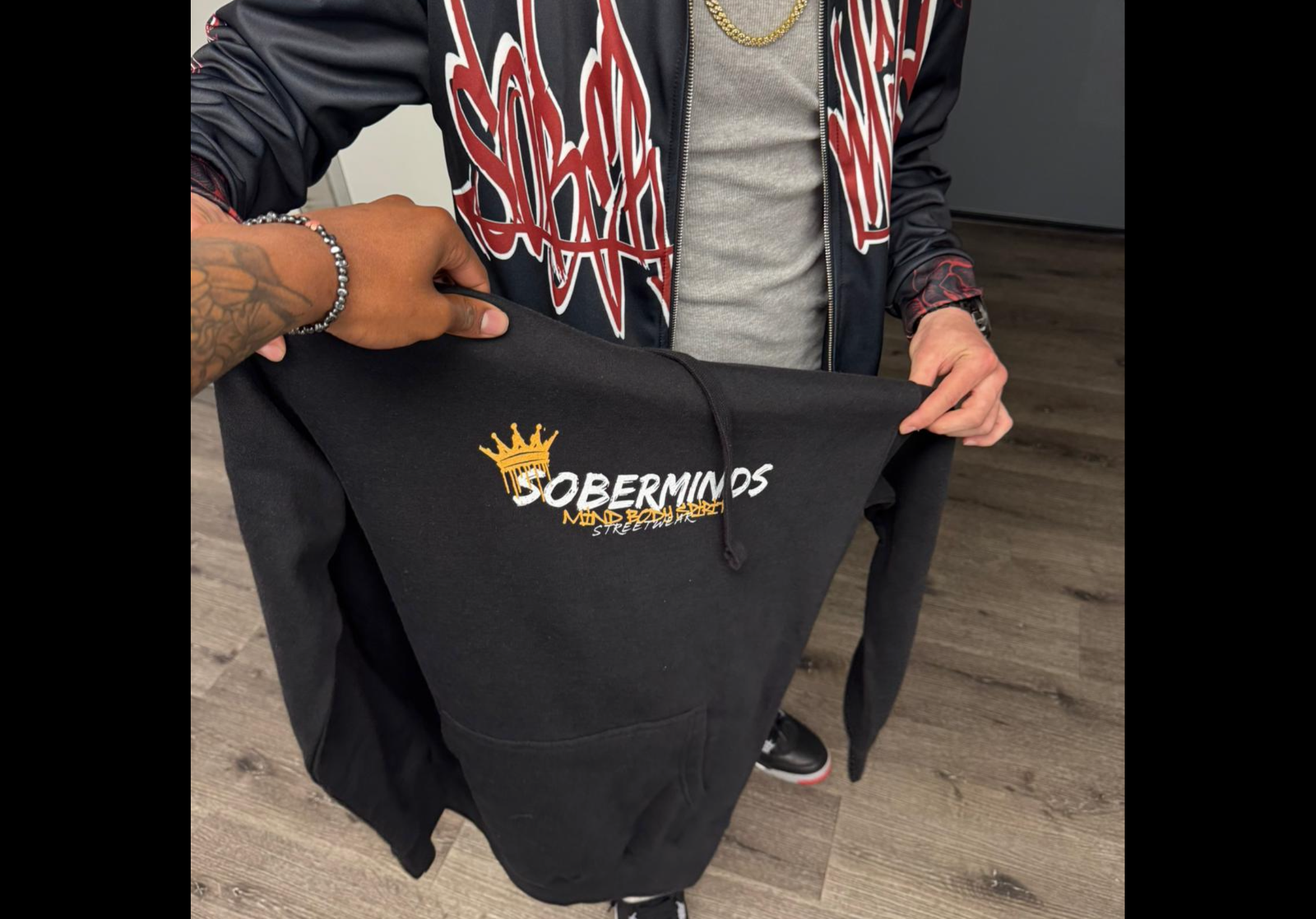 Soberminds hoodie and tee options for a 30 day, one year, or multi-year sobriety anniversary gift